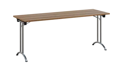 SLC 180 chrom skládací jednací stůl 1800x600, deska 25 mm, podnož chrom, deska ořech světlý